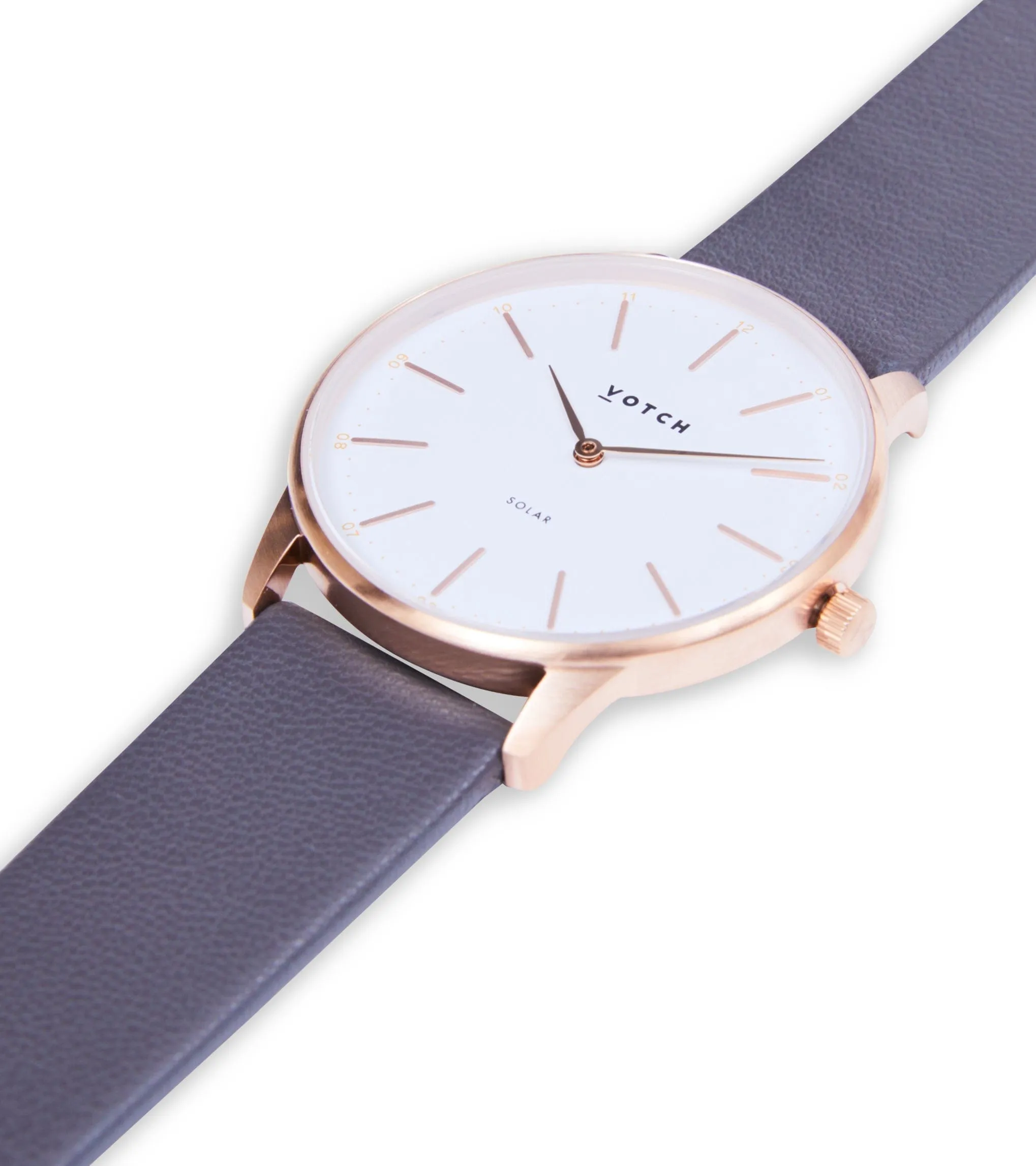 Solar Classic Appleskin Vegan Leather Watch | Rose Gold & Steel Grey Watch