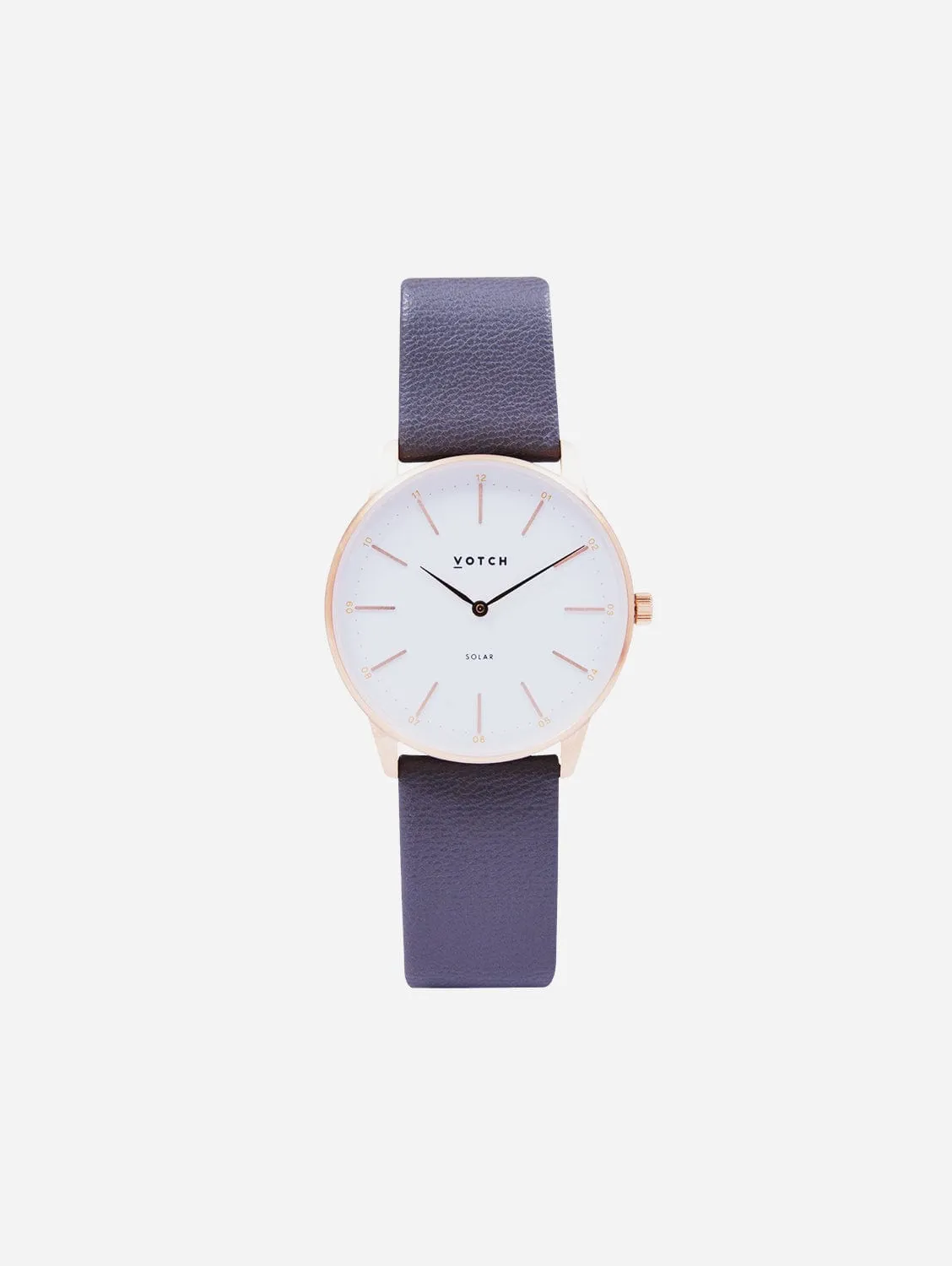 Solar Classic Appleskin Vegan Leather Watch | Rose Gold & Steel Grey Watch