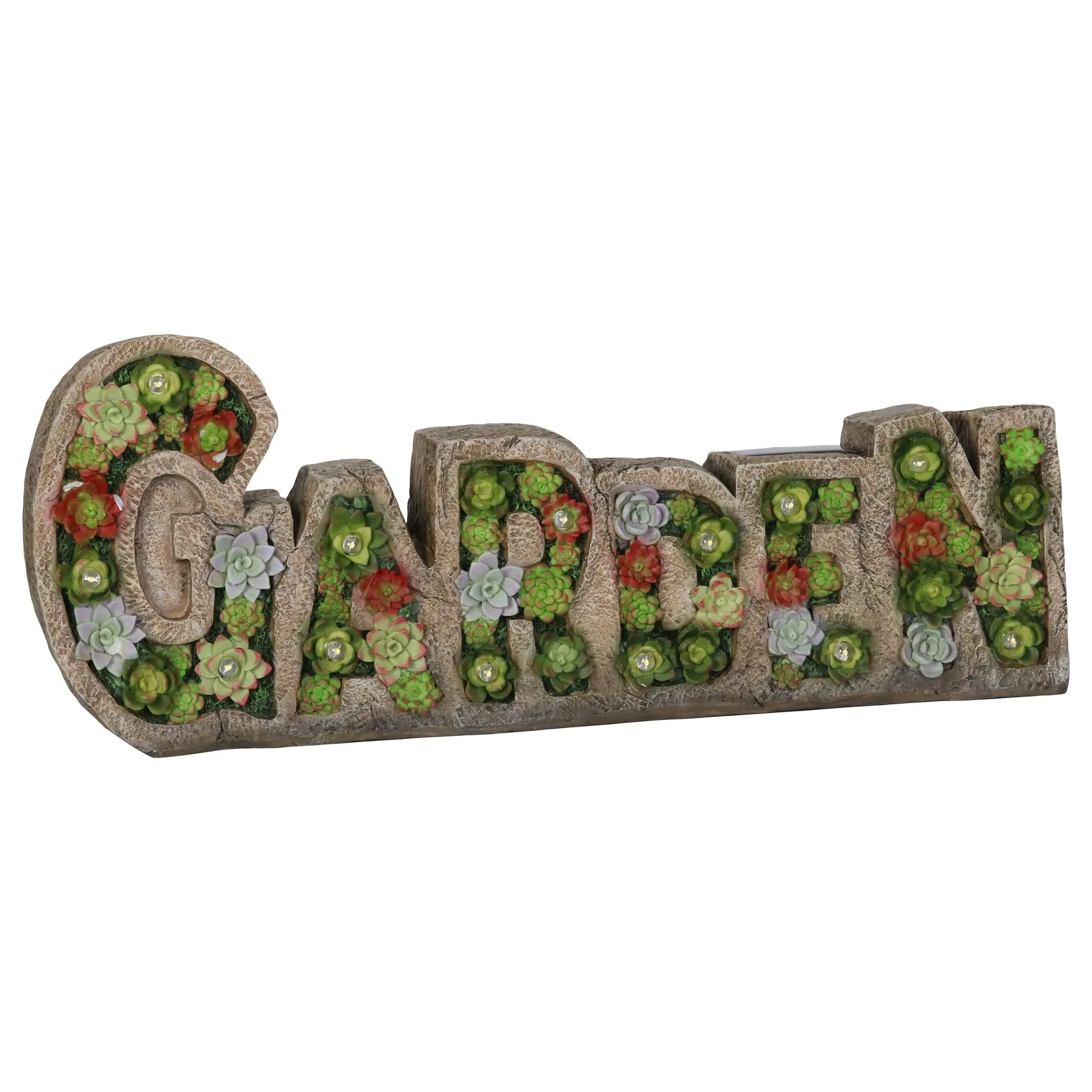 Solar Garden Succulent Marquee Sign, 20 by 8 Inches