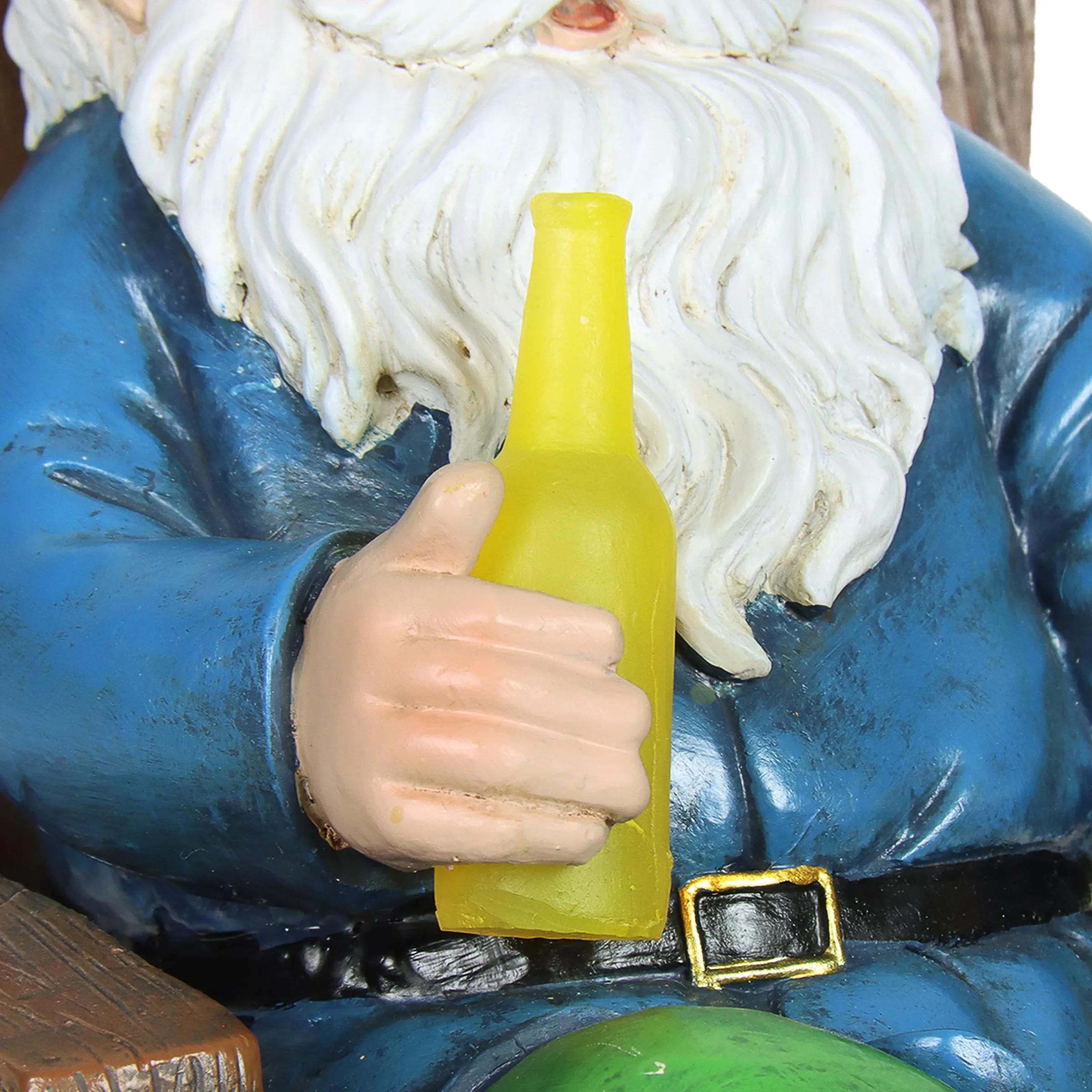 Solar Good Time Drinking Danny Gnome in Adirondack Chair Garden Statuary, 8.5 by 10.5 Inches