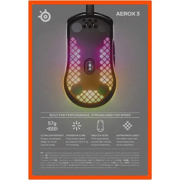 SteelSeries Aerox 3 - Super Light Gaming Mouse - 8,500 CPI TrueMove Core Optical Sensor