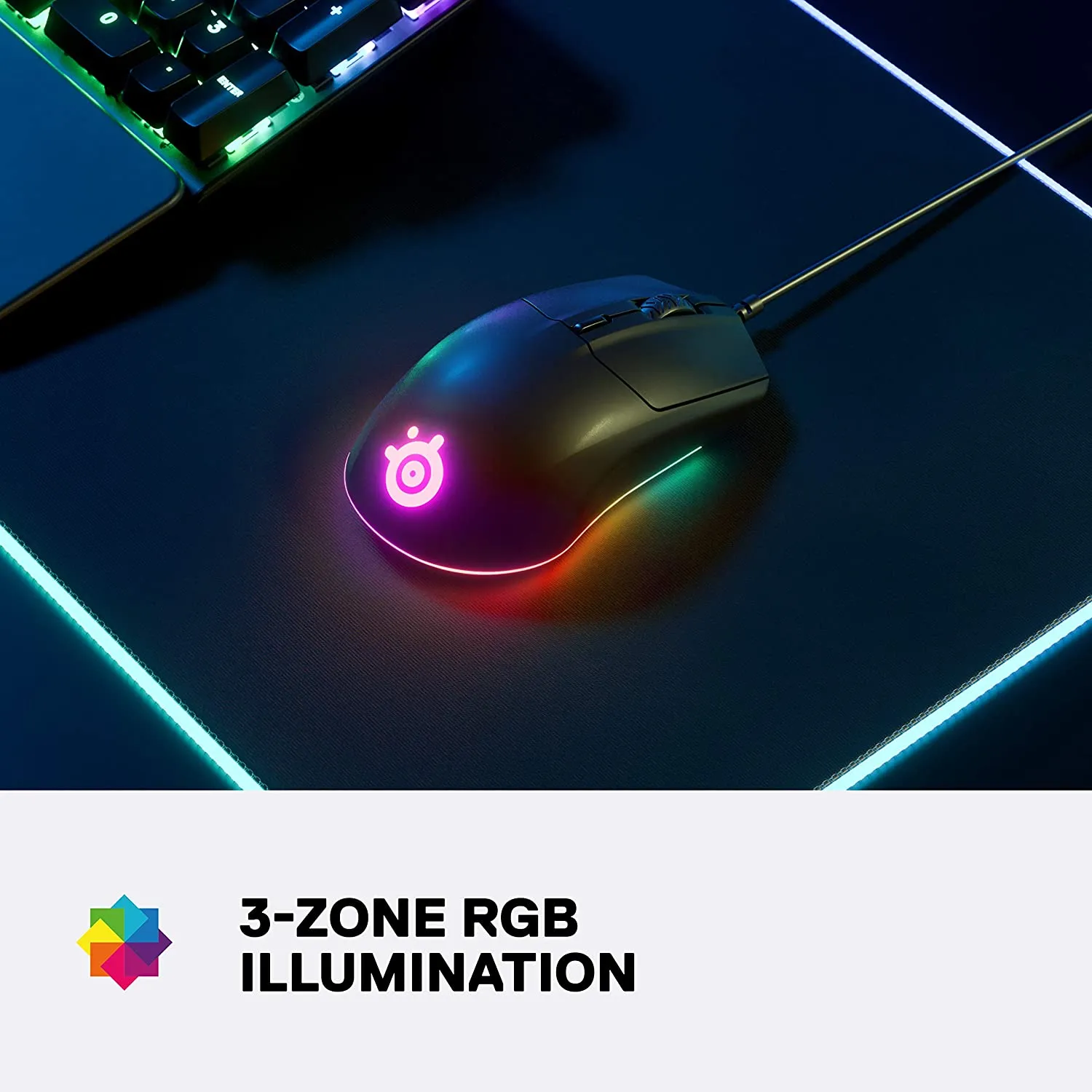 SteelSeries Mouse Rival 3 Gaming Mouse - 8,500 CPI TrueMove Core Optical Sensor - 6 Programmable Buttons - Split Trigger Buttons - Brilliant Prism RGB Lighting