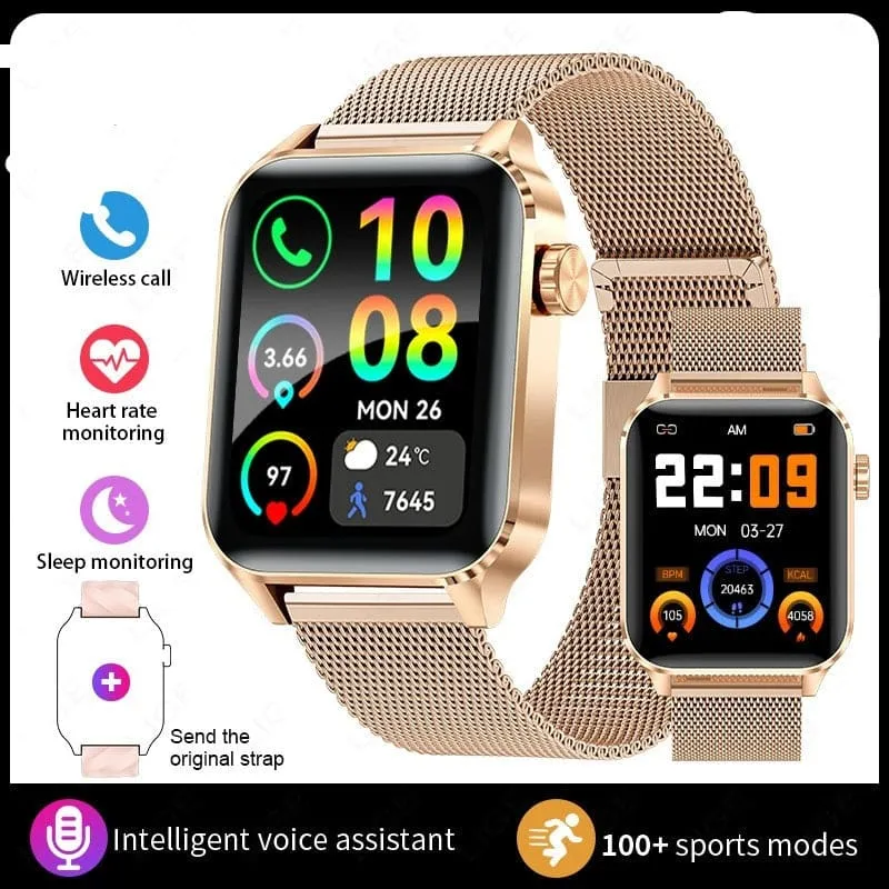 Stylish Black Smartwatch with Bluetooth Calling and Waterproof Health Monitoring