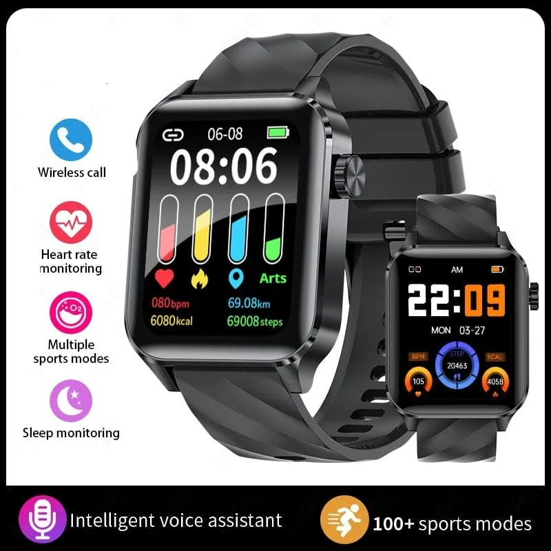 Stylish Black Smartwatch with Bluetooth Calling and Waterproof Health Monitoring