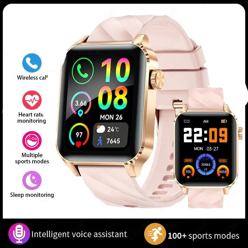 Stylish Black Smartwatch with Bluetooth Calling and Waterproof Health Monitoring