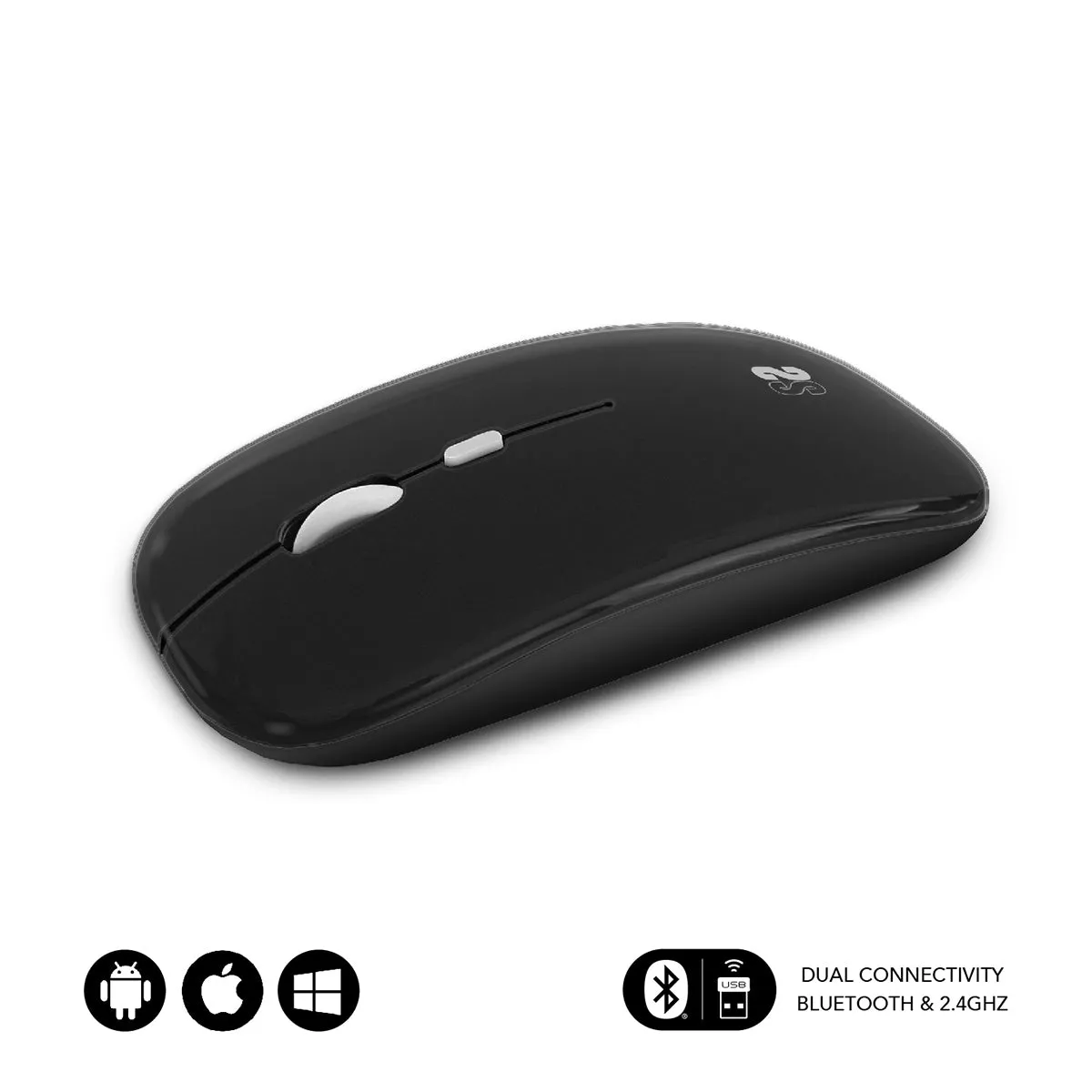 Subblim Dual Flat Mouse Rechargeable 1600 Dpi Black Submo-Dflat20