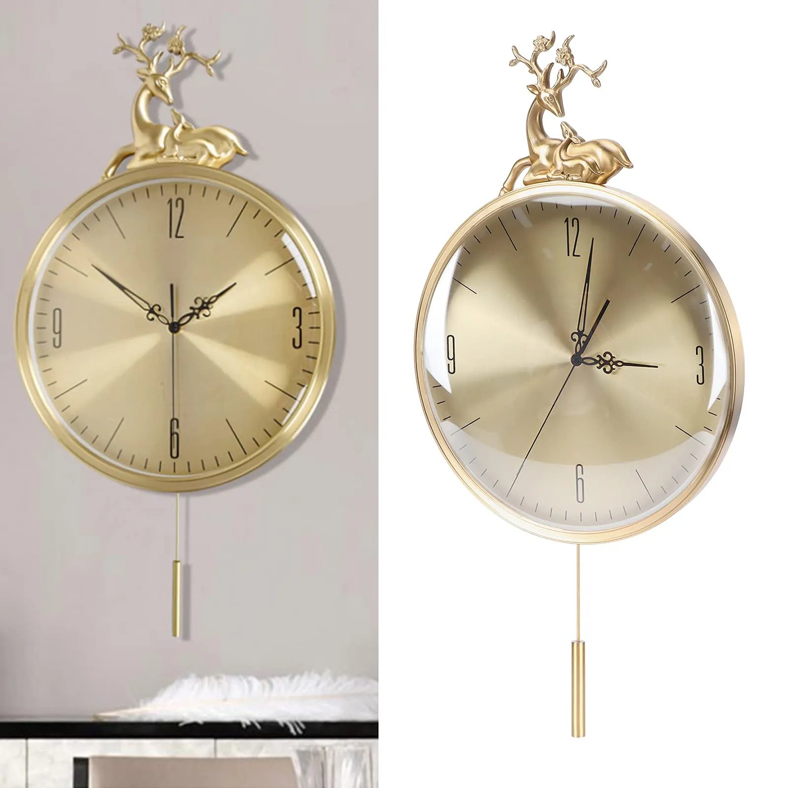 Swing Clock, Deer Shape Wall Clock Simple Style for Living Room for Office