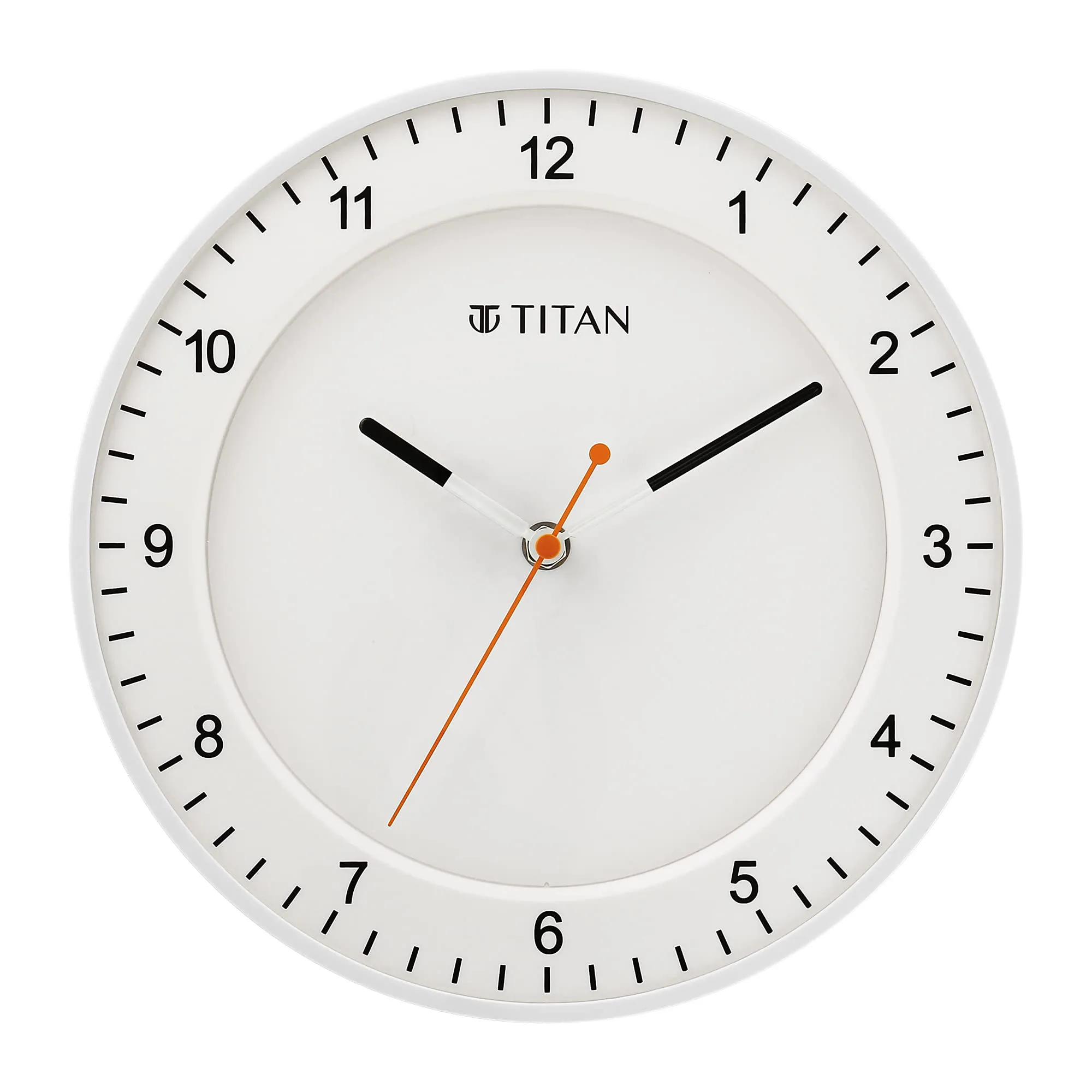 Titan Contemporary Wall Clock with Domed Glass and Silent Sweep - Analog, 27 Cm, 3.81 Cm, White