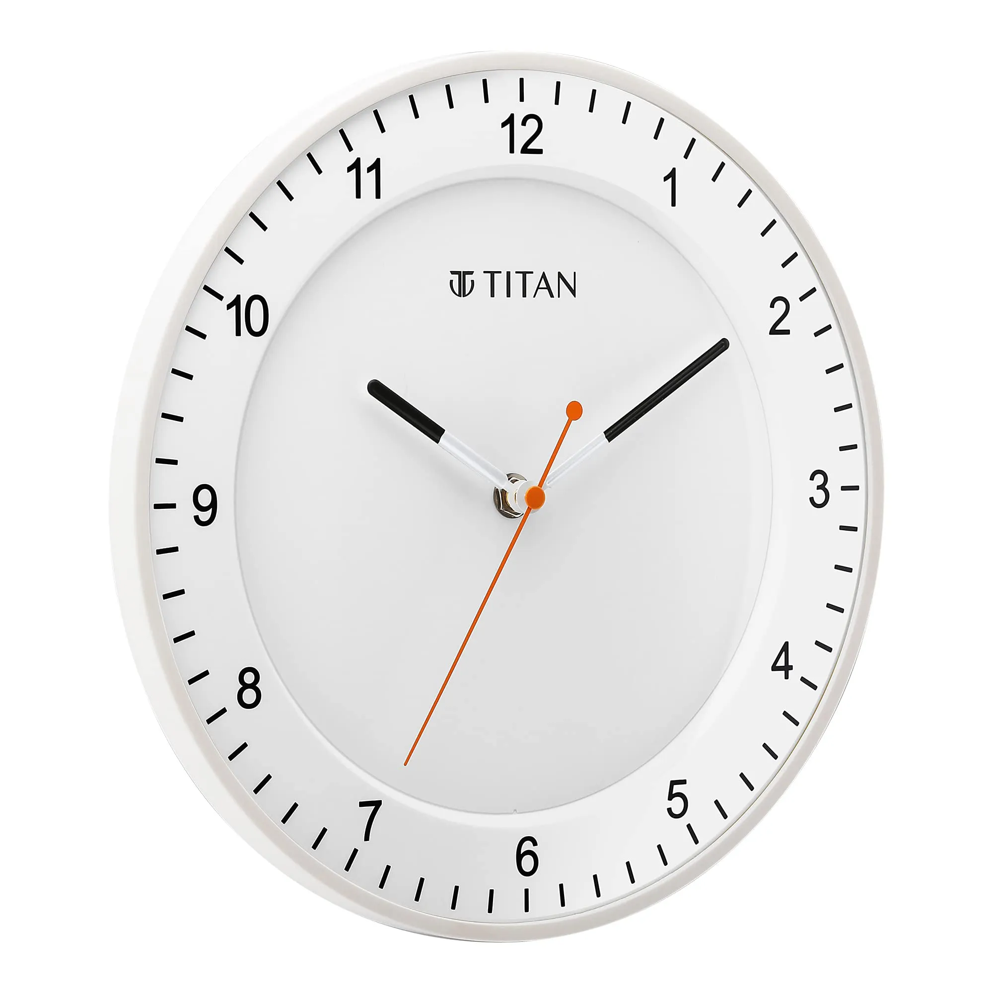 Titan Contemporary Wall Clock with Domed Glass and Silent Sweep - Analog, 27 Cm, 3.81 Cm, White