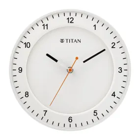 Titan Contemporary Wall Clock with Domed Glass and Silent Sweep - Analog, 27 Cm, 3.81 Cm, White