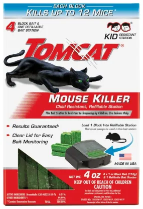 Tomcat 0371110 Mouse Killer Refillable Station, Solid, 4 oz Bag :EA: QUANTITY: 1