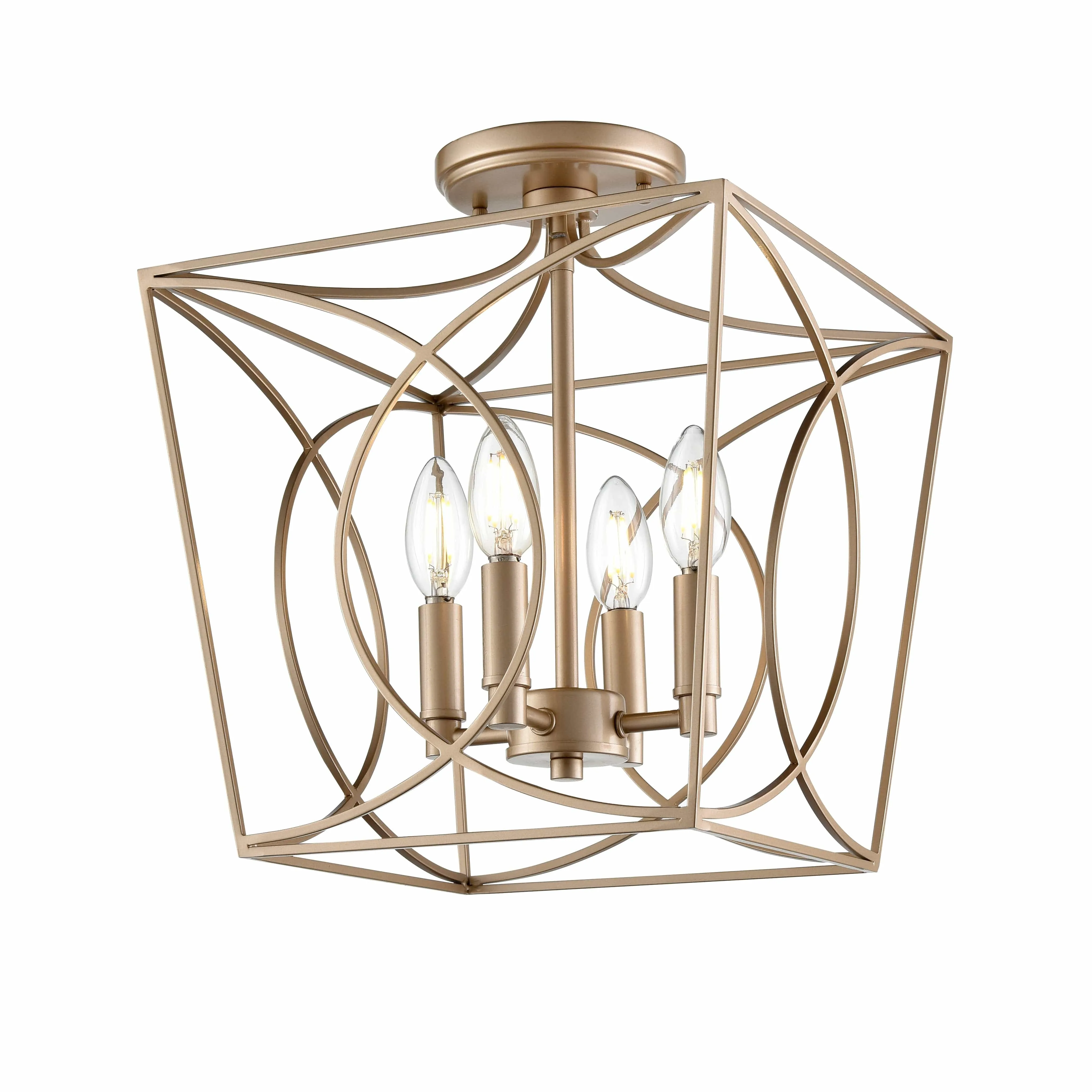 Tracy Semi-Flush Mount Fixture - Painted Modern Gold - 12in. Diameter - E12 Candelabra Base