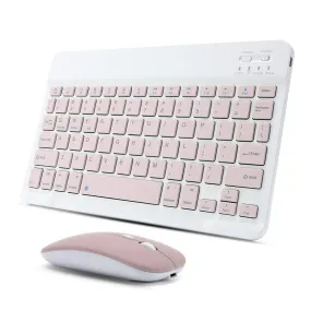 Ultra-Slim Rechargeable Portable Bluetooth Keyboard and Mouse Comb for Android Windows Tablet Cell Phone iPhone - Pink