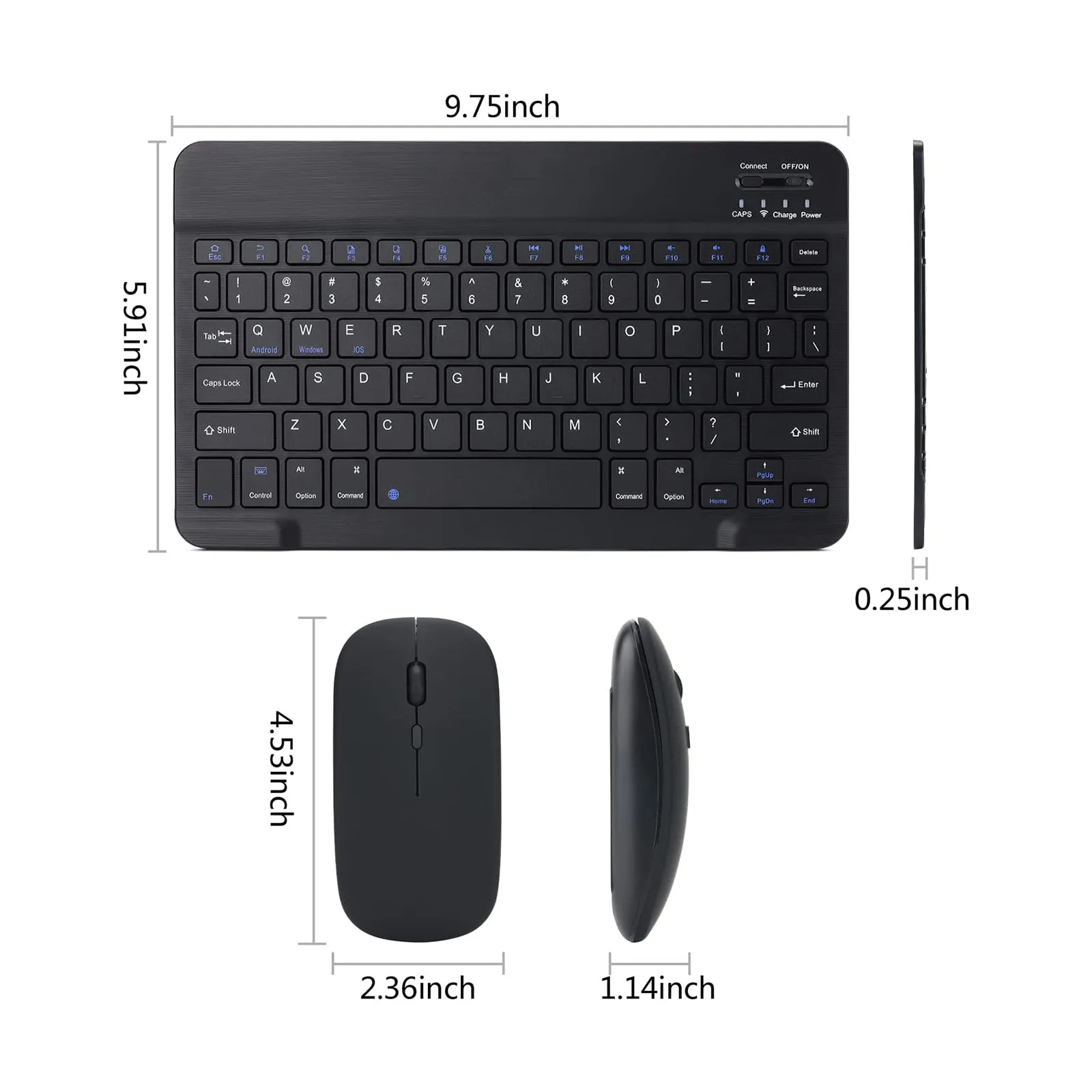 Ultra-Slim Rechargeable Portable Bluetooth Keyboard and Mouse Comb for Android Windows Tablet Cell Phone iPhone - Pink