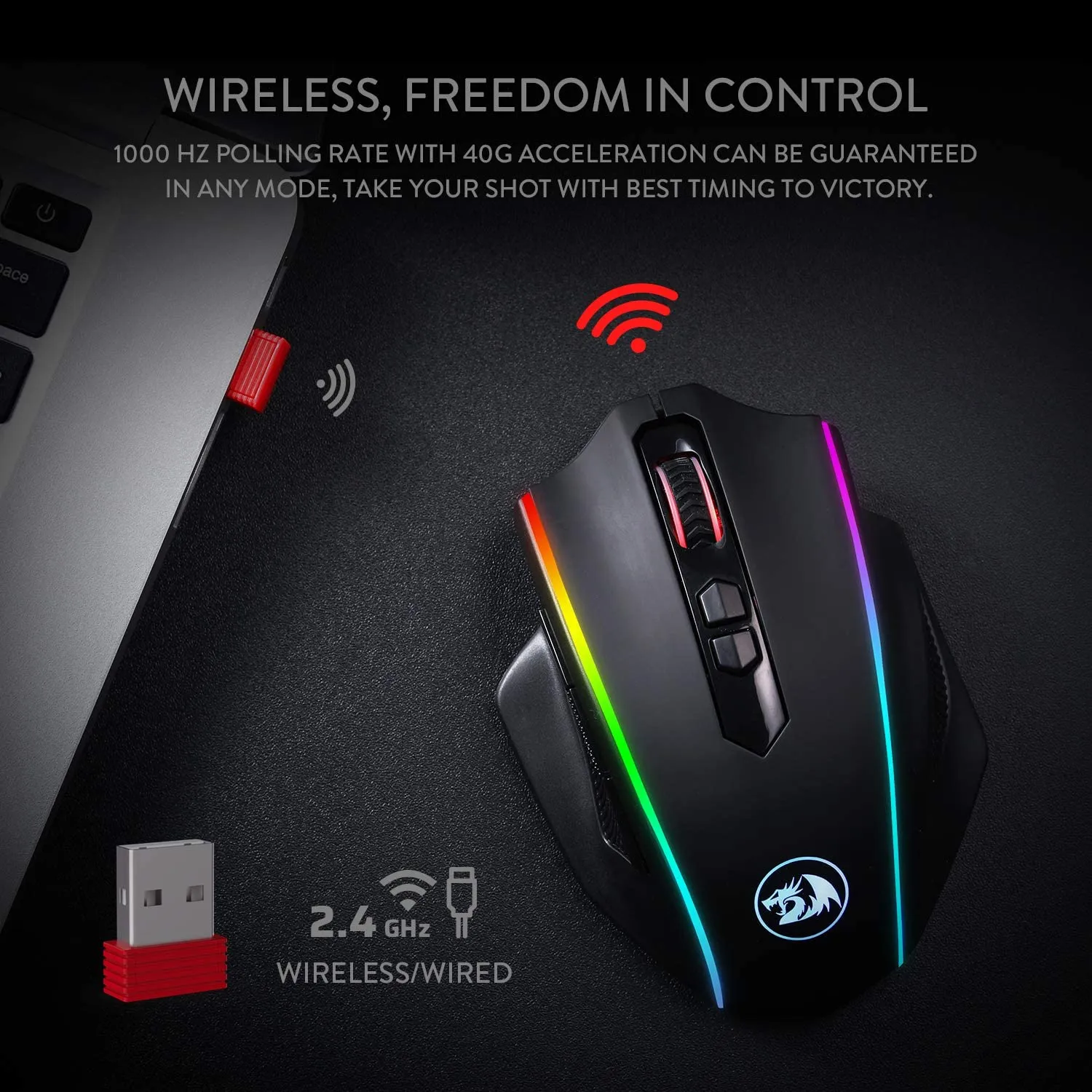 Vampire Elite M686 RGB Wired and Wireless Mouse