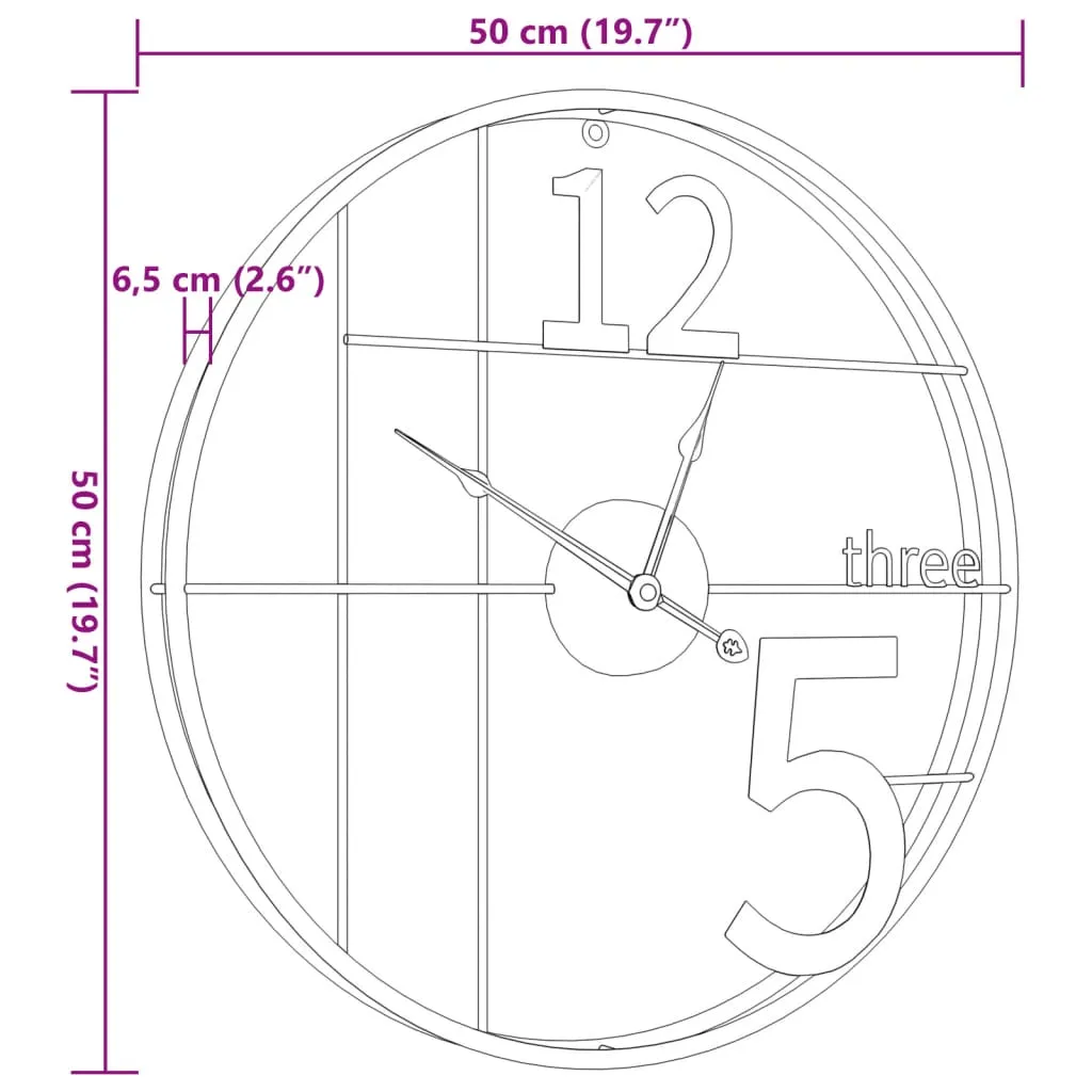 Wall Clock Gold Ø50 cm Iron