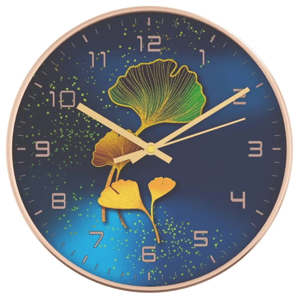 Wall Clock Gold and Blue Ø29.5 cm Polystyrene and Glass