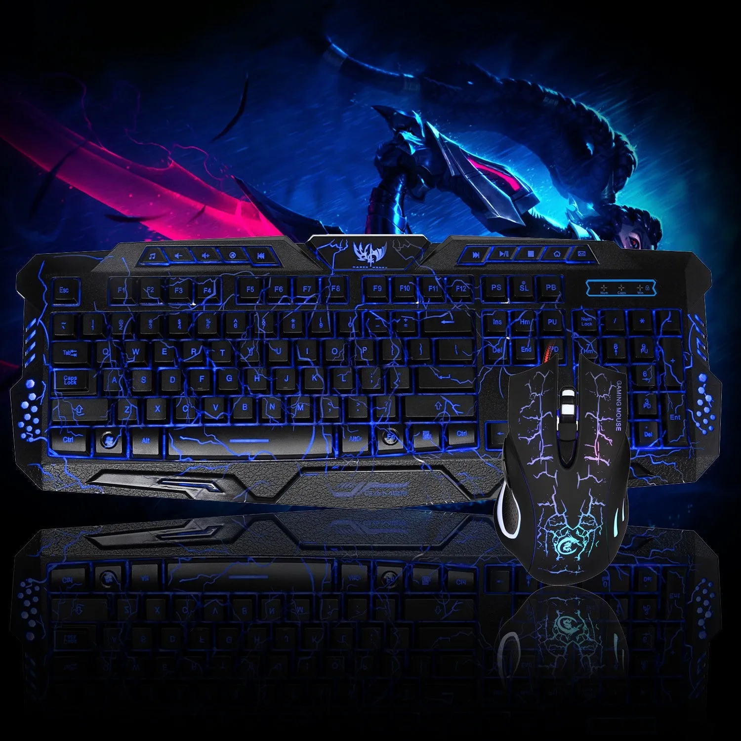 Wired 2.4G LED Gaming  keyboard and Mouse Set