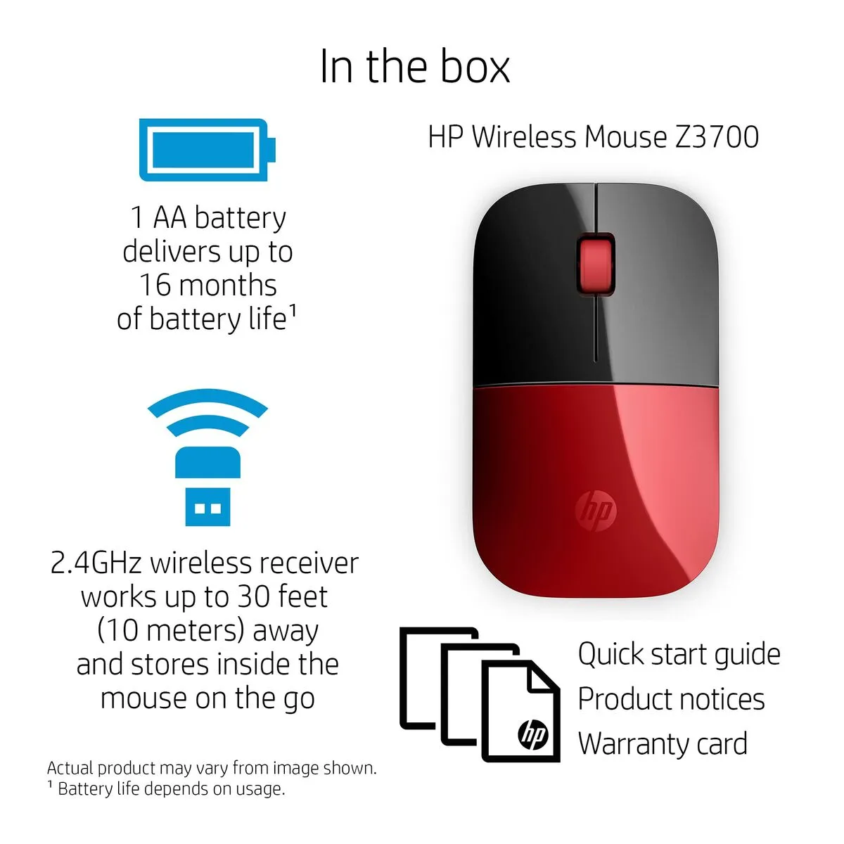 Wireless Mouse HP V0L82AA#ABB Red Black/Red