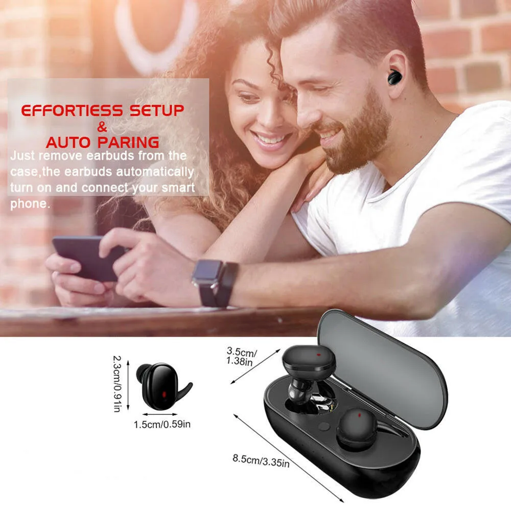 Y30 BT5.0 True Wireless Headphones Mini TWS Earbuds Sweatproof Sport Headset In-ear Earphone with Mic Charging Case Touch Control