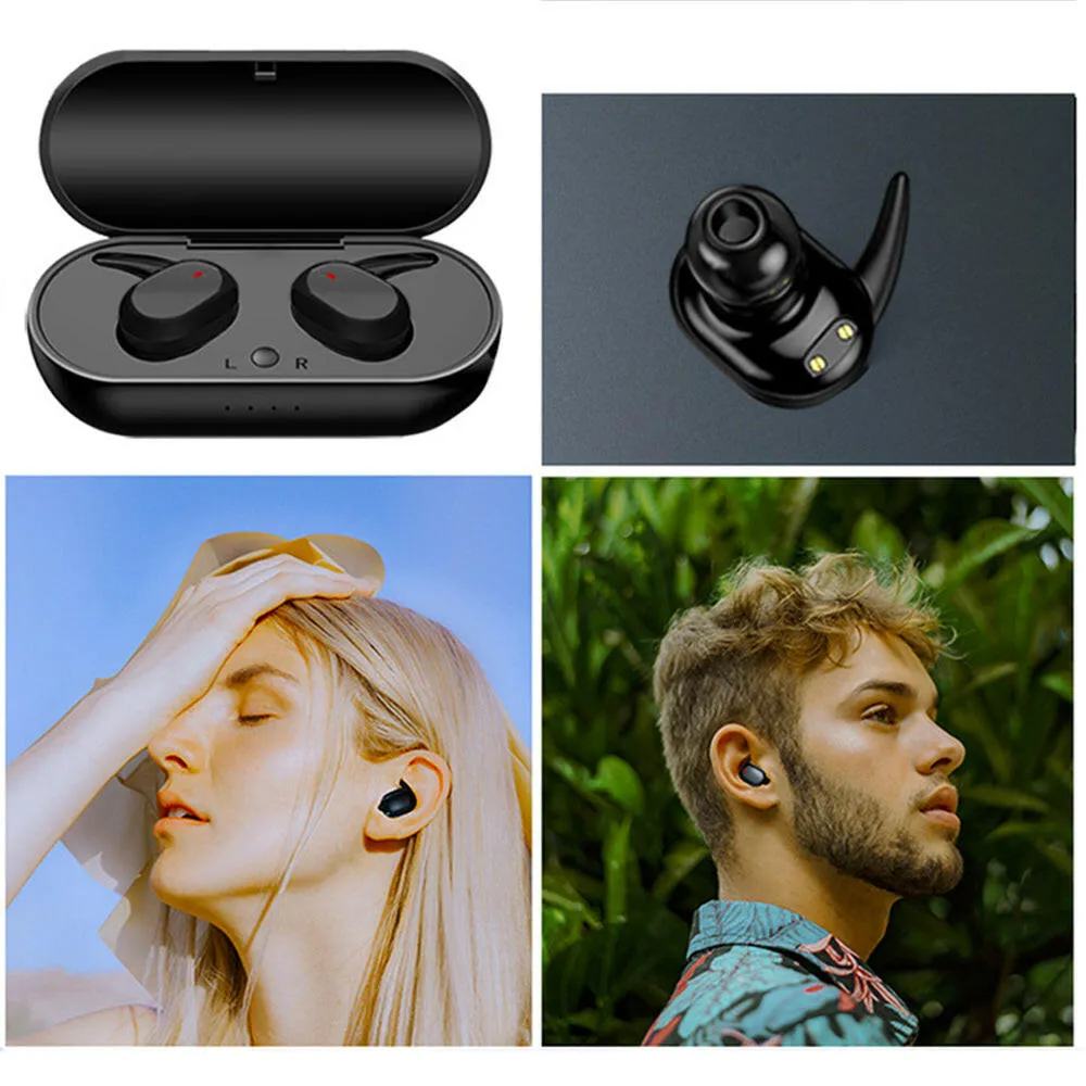 Y30 BT5.0 True Wireless Headphones Mini TWS Earbuds Sweatproof Sport Headset In-ear Earphone with Mic Charging Case Touch Control