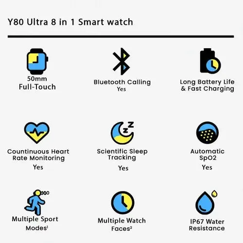 Y80 Ultra 8 In 1 Smart Watch (random Colour)