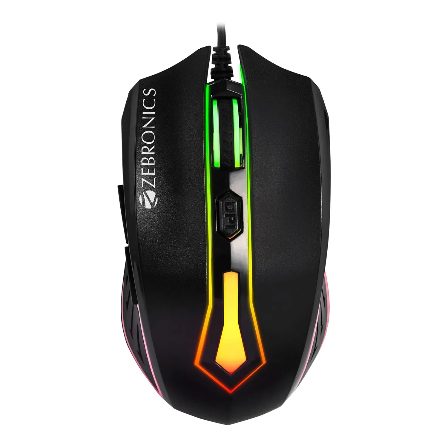 ZEBRONICS Sniper High Precision Wired Gaming Mouse with 6 Buttons, Multicolor LED Lights, DPI Switch with 800/1200/1600/2400 DPI’s