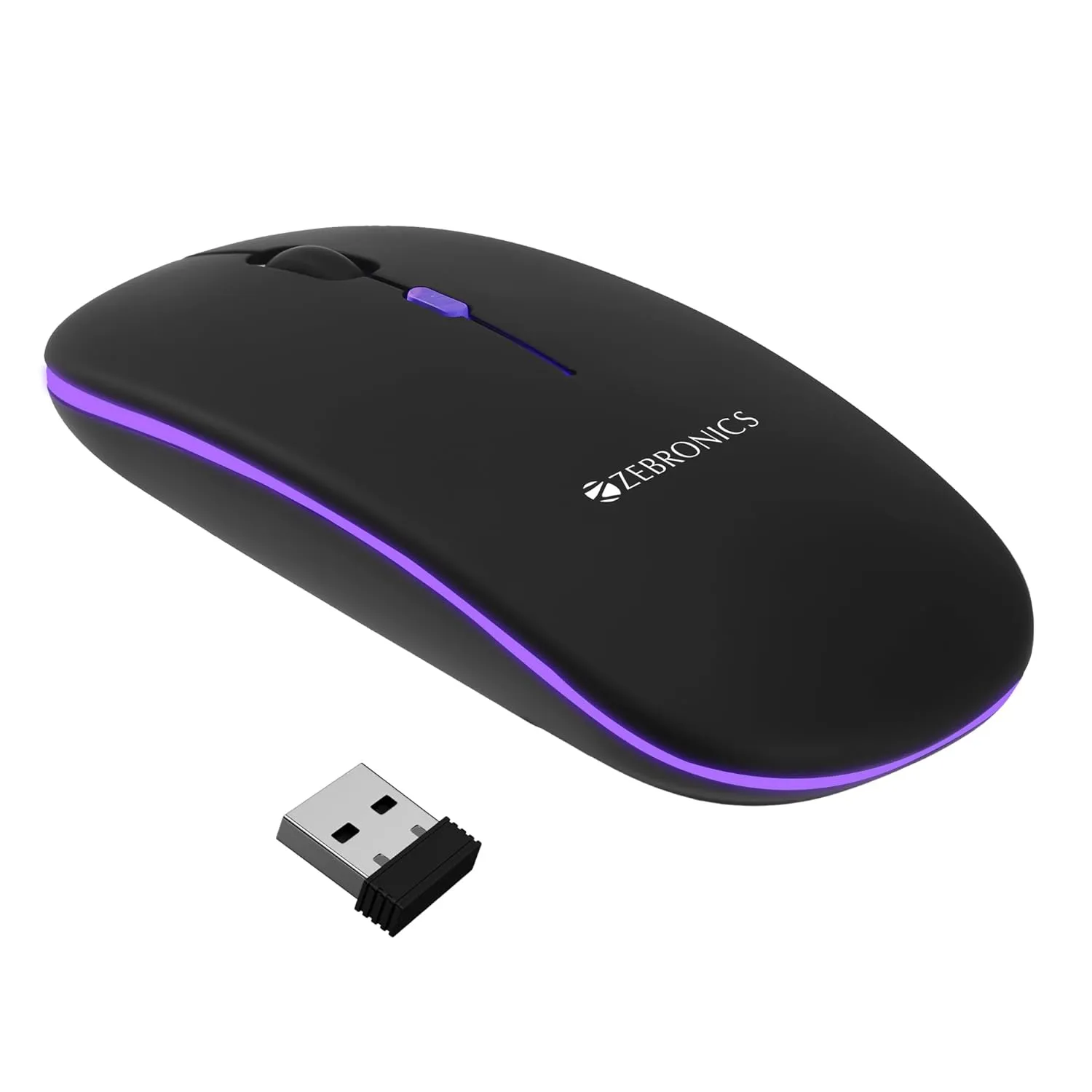 ZEBRONICS Zeb- Blanc  Bluetooth Wireless Optical Mouse with Type C rechargeable built-in battery (2.4GHz / Bluetooth)