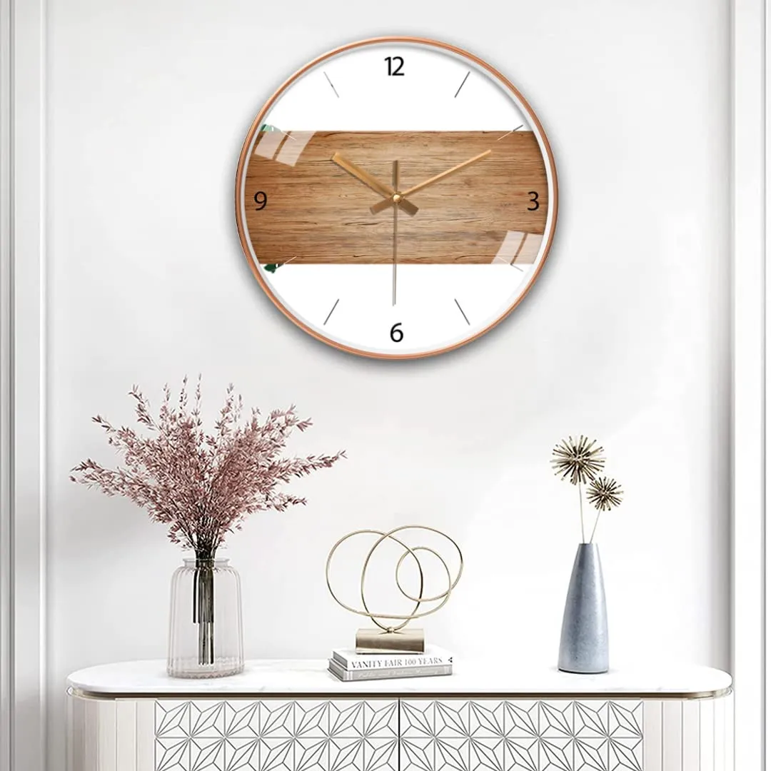 ZEPOLI -Wall Clock for Home Hall Living Bedroom 12 inch | Silent Quartz Decorative Wall |Analog Stylish Non-Ticking Watches Modern and Round Hanging Mount Analog. (White Wooden)