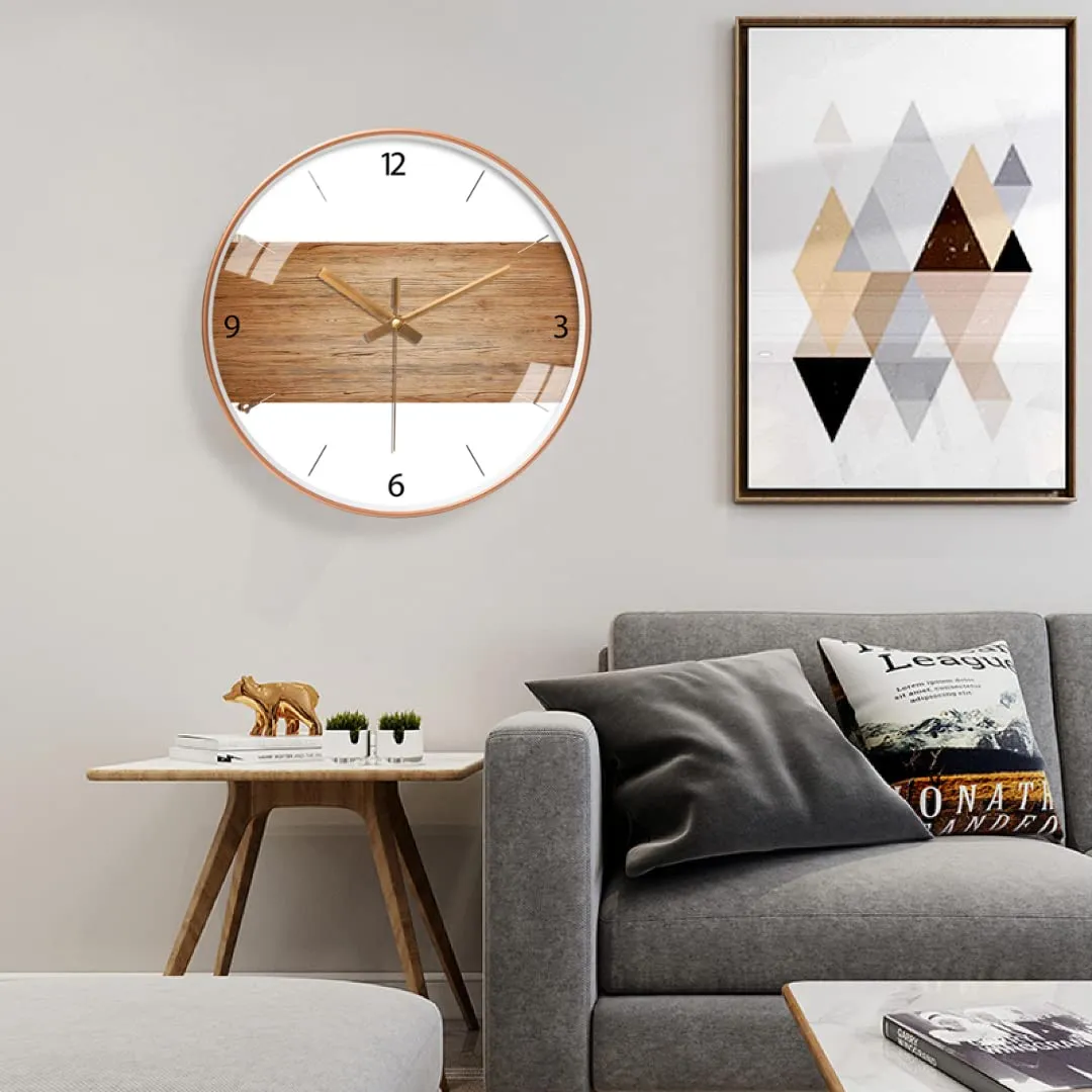 ZEPOLI -Wall Clock for Home Hall Living Bedroom 12 inch | Silent Quartz Decorative Wall |Analog Stylish Non-Ticking Watches Modern and Round Hanging Mount Analog. (White Wooden)