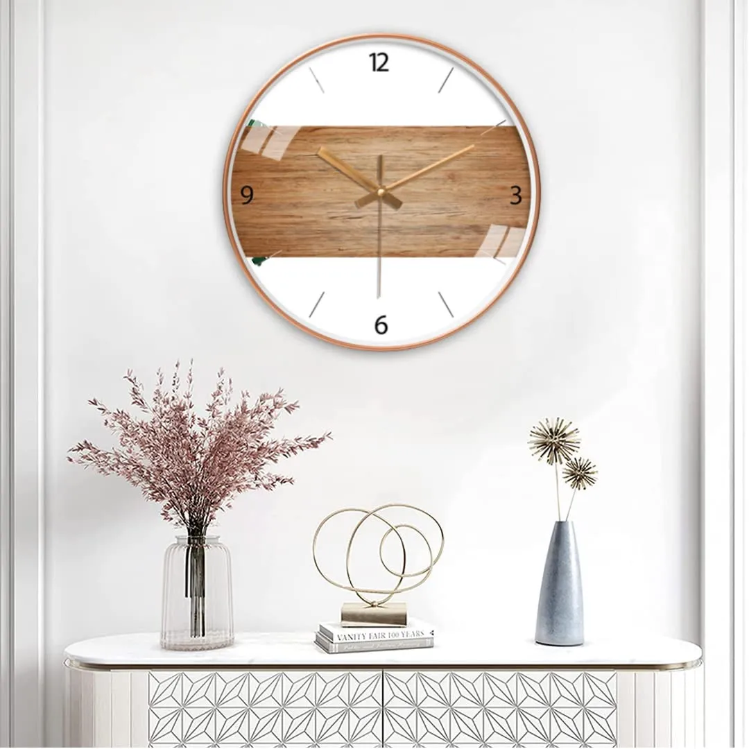 ZEPOLI -Wall Clock for Home Hall Living Bedroom 12 inch | Silent Quartz Decorative Wall |Analog Stylish Non-Ticking Watches Modern and Round Hanging Mount Analog. (White Wooden)