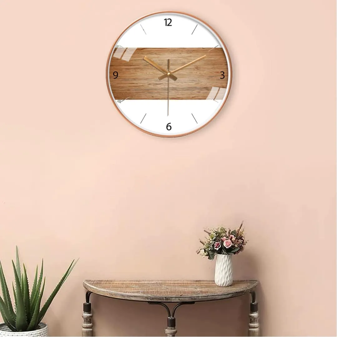 ZEPOLI -Wall Clock for Home Hall Living Bedroom 12 inch | Silent Quartz Decorative Wall |Analog Stylish Non-Ticking Watches Modern and Round Hanging Mount Analog. (White Wooden)