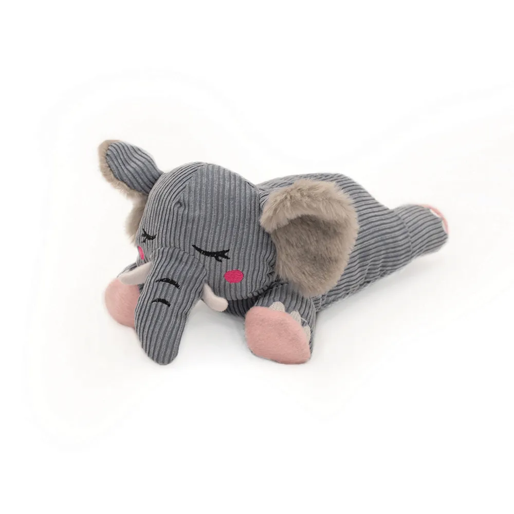 ZippyPaws Snooziez with Shhhqueaker Elephant Dog Toy