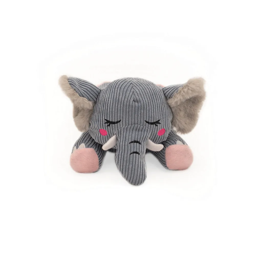 ZippyPaws Snooziez with Shhhqueaker Elephant Dog Toy